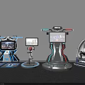 VR Gaming Equipment Featuring Multiple Screens Interactive Seats And Control Consoles 3d model