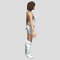 Female Character With Cat Ears Dressed In White Dress And White Boots