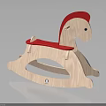 Wooden Rocking Horse Toy With Red Mane Red Seat And Light Wood Structure