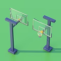 Outdoor Basketball Hoop Sports Equipment With Transparent Backboard Blue Pole Yellow Rim And Net