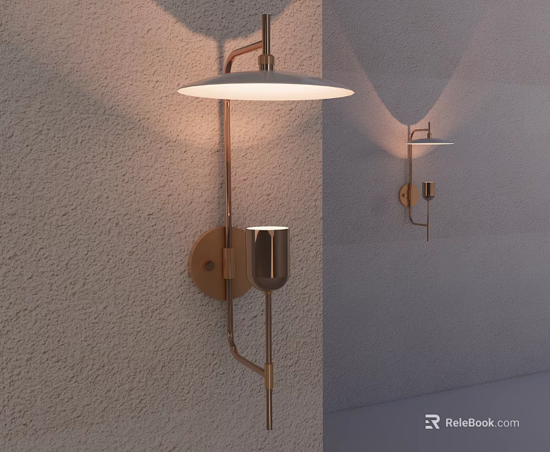 Modern Brass Wall Sconce With White Shade And Elegant Lighting Design 3d model 