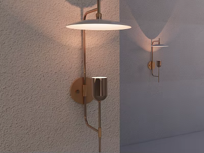 Modern Brass Wall Sconce With White Shade And Elegant Lighting Design 3d model