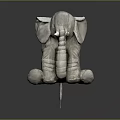 Gray Stuffed Elephant Plush Toy in Sitting Position with Soft Material