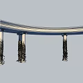 Classic Curved Pergola Structure With Columns Covered In Green Vines