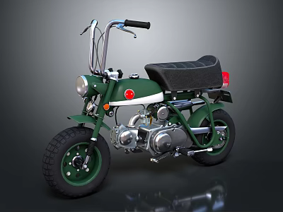 Green Retro Motorcycle With Black Seat Chrome Handlebars And Classic Headlight 3d model