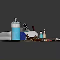Professional Grooming Equipment Set With Comb Razor Brush Bottle And Storage Pouch