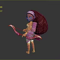 Fantasy Female Archer Character With Bow Arrow And Shell Creature Backpack Design