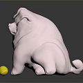 Pink Pig Stuffed Toy Sitting Next To Yellow Ball On Dark Reflective Surface