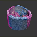 Succulent Plant Growing In Rustic Textured Stone Flower Pot With Green Pink Leaves