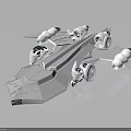 Futuristic White Cosmic Spaceship Model With Multiple Engines And Geometric Design 3d model