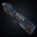 Futuristic Sci Fi Weapon With Metallic Texture Blue Lights And Mechanical Details