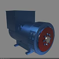 Blue Industrial Generator With Red Front Panel And Cooling Grille Structure