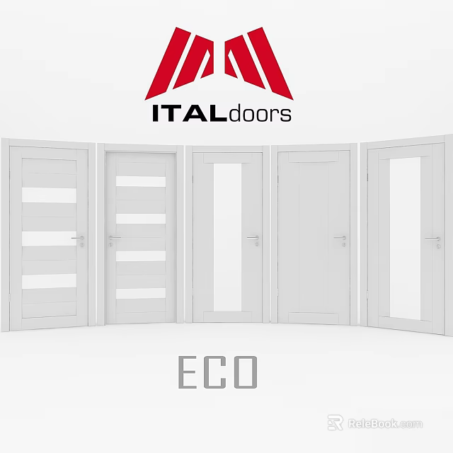 ITALdoors ECO White Hinged Doors With Various Designs And Glass Panels 3d model 