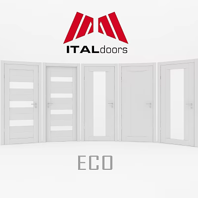 ITALdoors ECO White Hinged Doors With Various Designs And Glass Panels 3d model