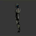 Futuristic Sci-Fi Humanoid Robot With Metallic Body Blue Glowing Lines And Mechanical Design