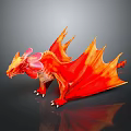 Game and Movie Character Red Orange Dragon With Floral Head Decoration And Flame Like Wings