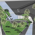 Modern Garden Landscape Design With Winding Pathway Stone Steps Lush Greenery And Lighting