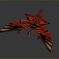 Vibrant Red Black Flying Game Movie Character With Sharp Wings And Claws