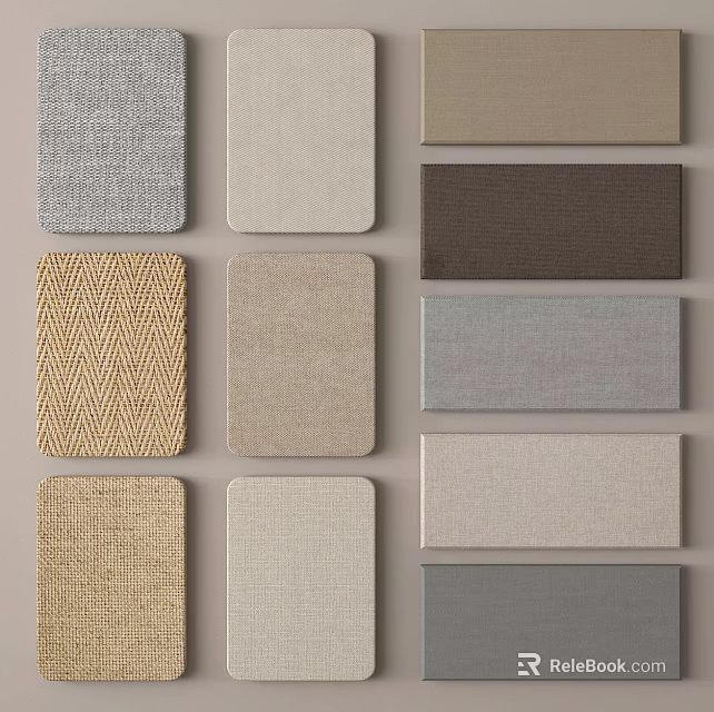 Assorted Decorative Components With Various Colors Textures And Herringbone Patterns 3d model 