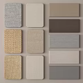 Assorted Decorative Components With Various Colors Textures And Herringbone Patterns