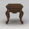 Classic Wooden Carved Sofa Stool with Ornate Legs and Intricate Design