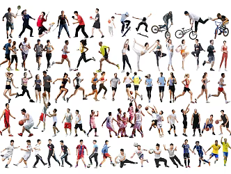 Modern Multiplayer Sports Fitness Figures Running Warm-up People Playing Table Tennis People Playing Basketball People Playing Football People Yoga Women 3d model