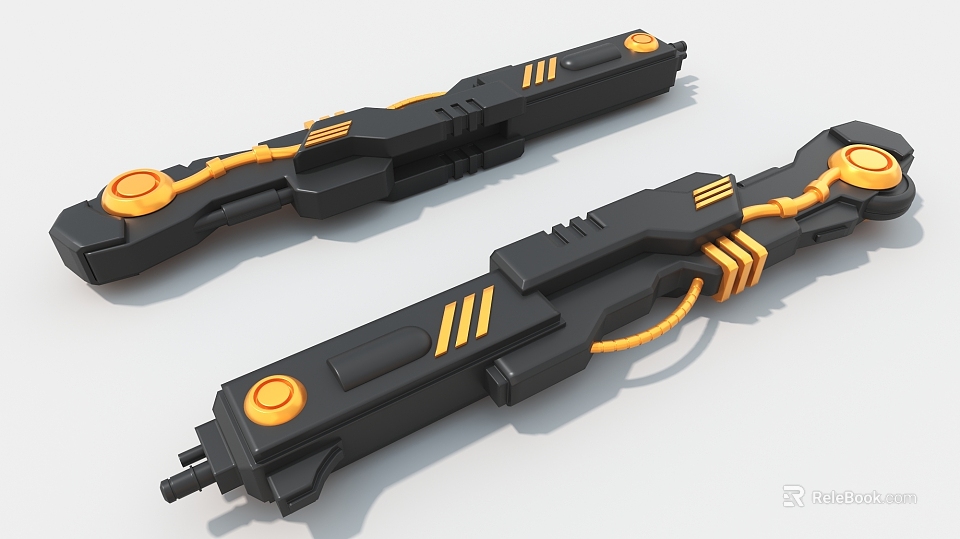 Industrial Equipment 3D Model Featuring Black Body Yellow Accents And Mechanical Components 3d model 