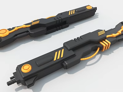 Industrial Equipment 3D Model Featuring Black Body Yellow Accents And Mechanical Components 3d model