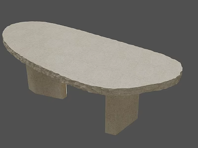 Modern Oval Display Shelf With Light Colored Surface And Two Pillar Supports For Retail 3d model