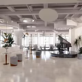 Modern Open Coffee Shop Interior With White Walls Marble Floor And Piano