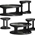 Sleek Modern Black Coffee Tables With Round Multi Tier Design Structure 3d model