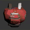Red Backpack With WIFE Lettering And Decorative Stickers For Daily Use