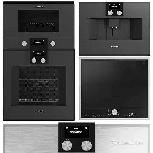 Black Built in Kitchen Appliances with Modern Control Panel and Sleek Design Features 3d model
