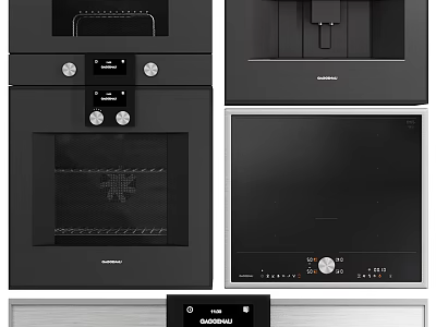 Black Built in Kitchen Appliances with Modern Control Panel and Sleek Design Features 3d model