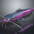Vibrant Pink And Blue Aquatic Fish With Long Whiskers And Metallic Reflective Body