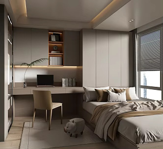 Modern home tatami bedroom 3d model