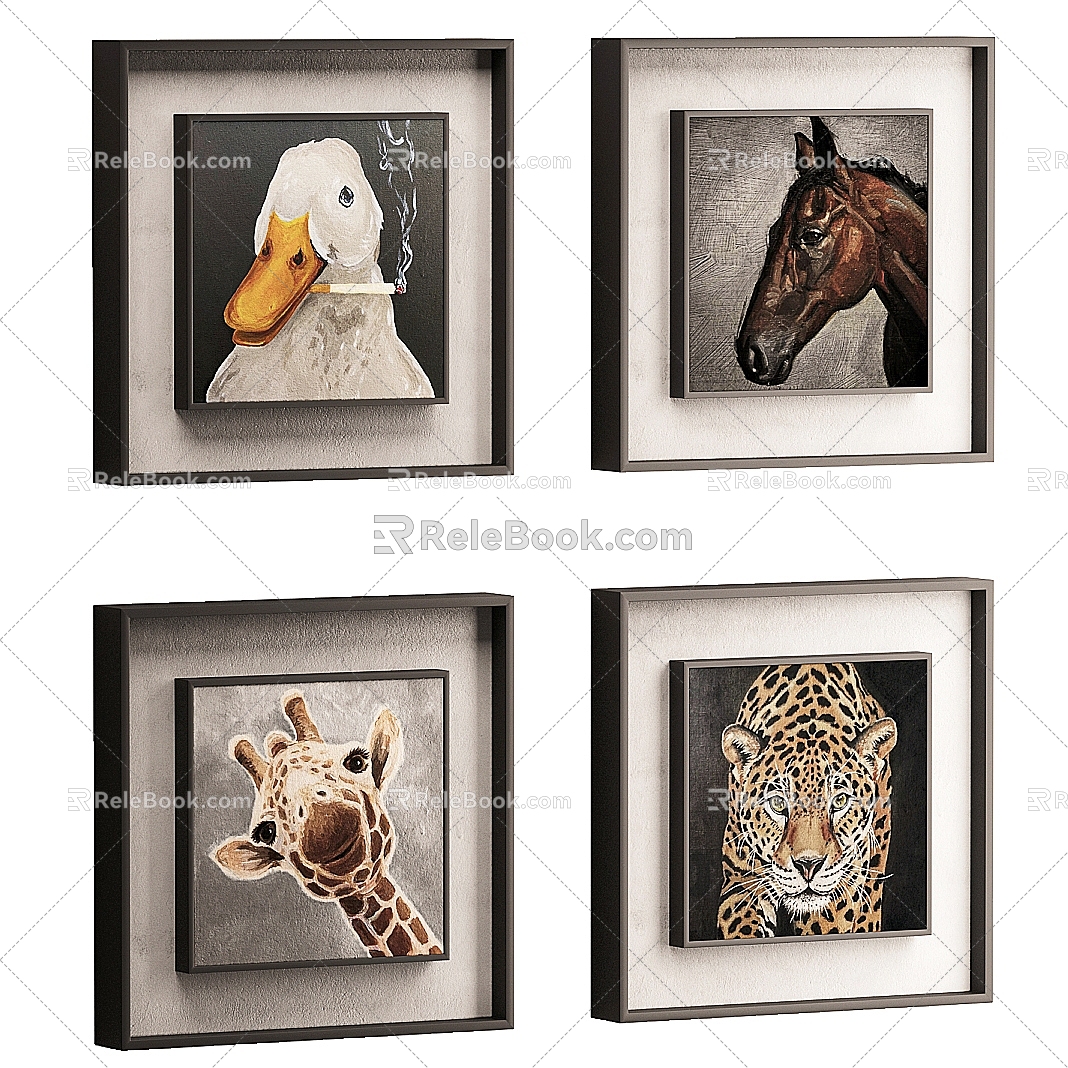 Decorative Hanging Painting Decorative Painting Hanging Painting Wall Decoration Frame Animal Theme Painting 3d model