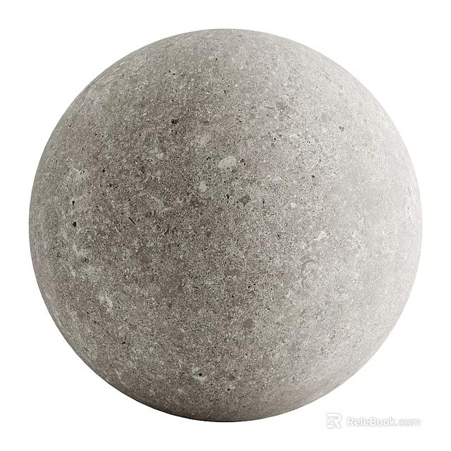 Decorative Gray Concrete Sphere Component With Rough Texture And Natural Surface 3d model 