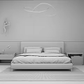 Modern Background Double Bed Simple 3d model