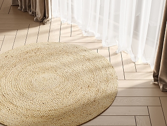 Modern Round Carpet Woven Carpet Wood Floor Curtain Gauze Curtain 3d model