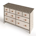 Rustic Wooden Dresser With Multiple Drawers And Carved Wooden Handles