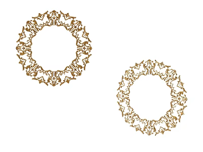 Artistic Intricate Golden Round Ornate Carved Patterns Decorative Frame Elements 3d model