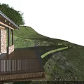 Modern Hillside Guesthouse With Stone Wood Structure Large Glass Windows and Zen Garden