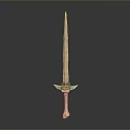 Ancient Metal Sword With Long Slender Blade And Decorative Hilt On Dark Background