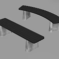 Modern Black Slatted Benches Featuring Straight And Curved Designs 3d model