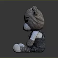 Adorable Gray Knitted Teddy Bear With White Paws And Blue Overalls Design