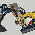 Functional Construction Vehicle Built With Lego Blocks Featuring Tracks And Shovel 3d model