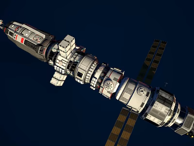 International Space Station Structure With Connected Modules And Solar Panels In Space 3d model