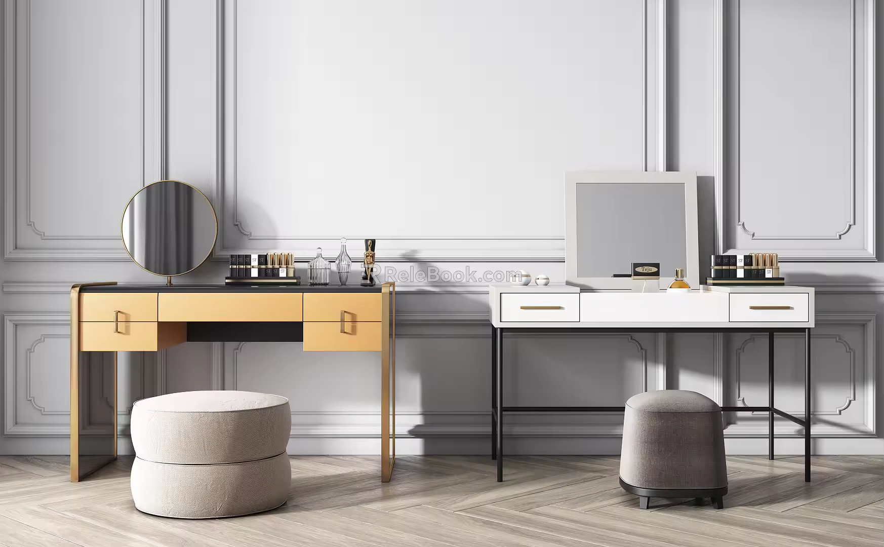 Modern Dressing Table Dressing Table Stool Combination 3d model