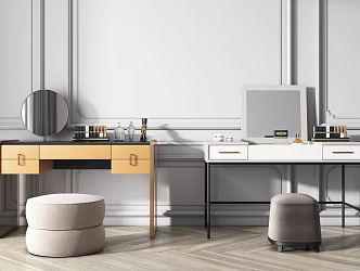 Modern Dressing Table Dressing Table Stool Combination 3d model